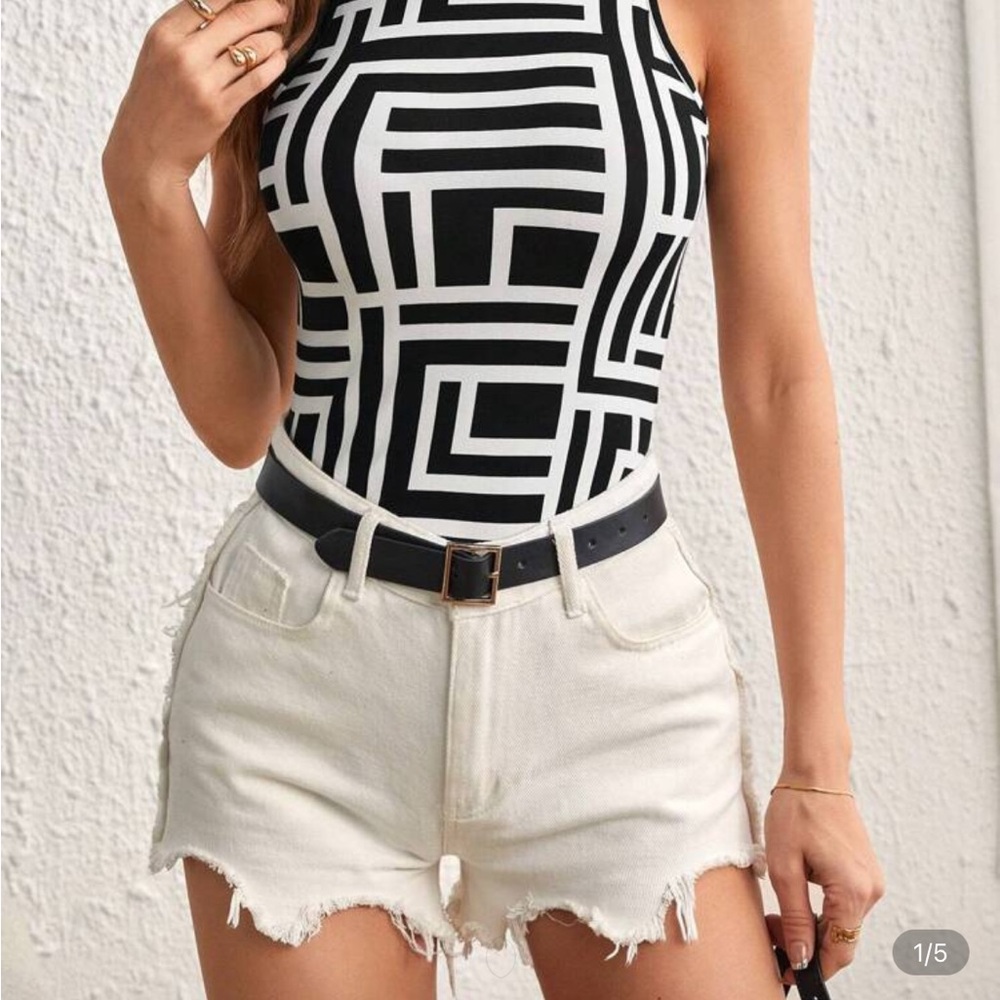Black and White Geometric Tank Top